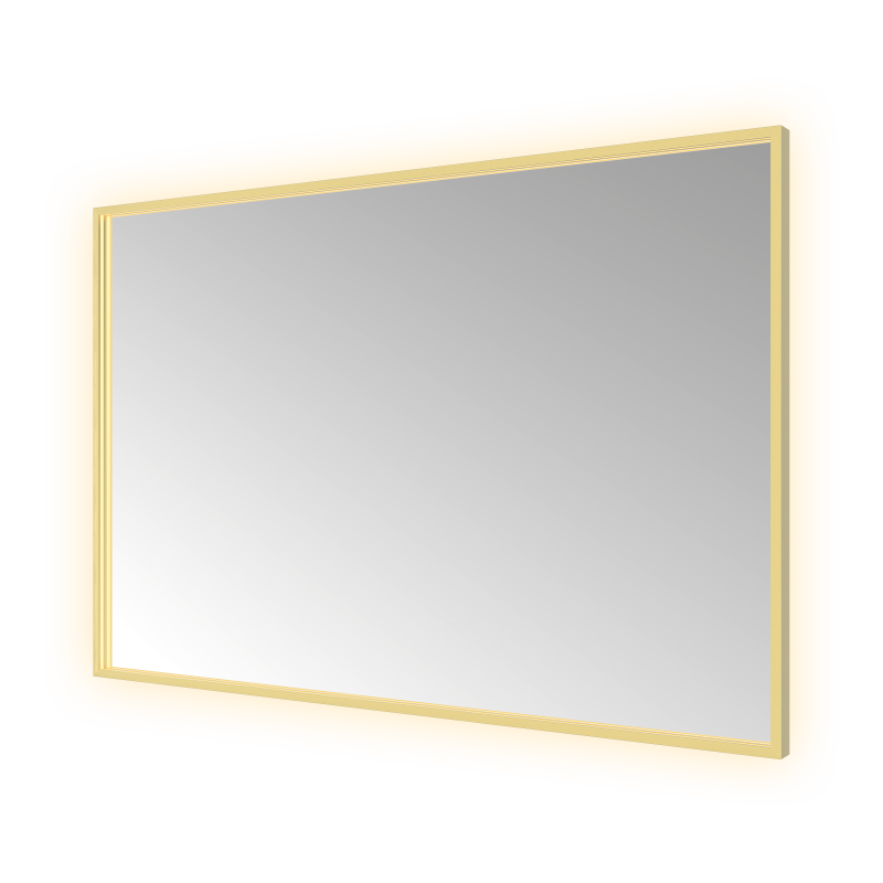 Hotbath &More SQU128 Square spiegel 120 × 80 cm met LED – Geborsteld messing PVD