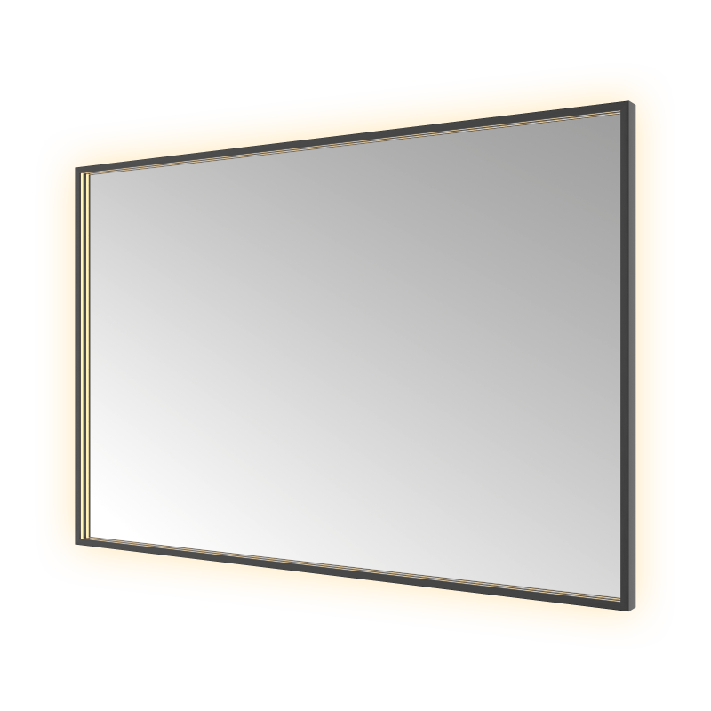 Hotbath &More SQU128 Square spiegel 120 × 80 cm met LED – Geborsteld zwart PVD