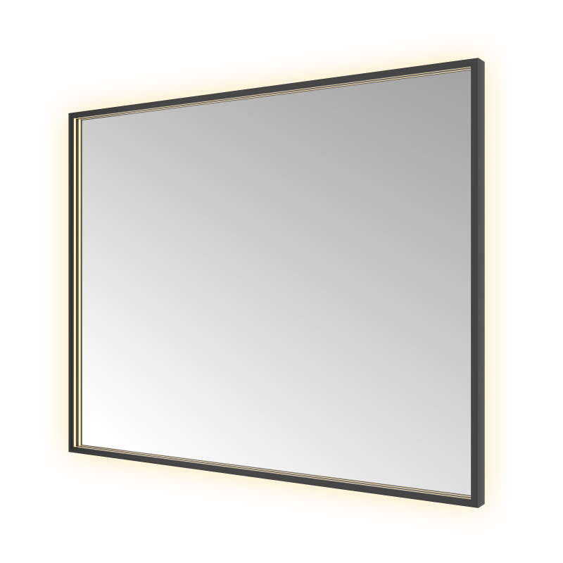 Hotbath &More SQU180 Square spiegel 100 × 80 cm met LED – Geborsteld zwart PVD