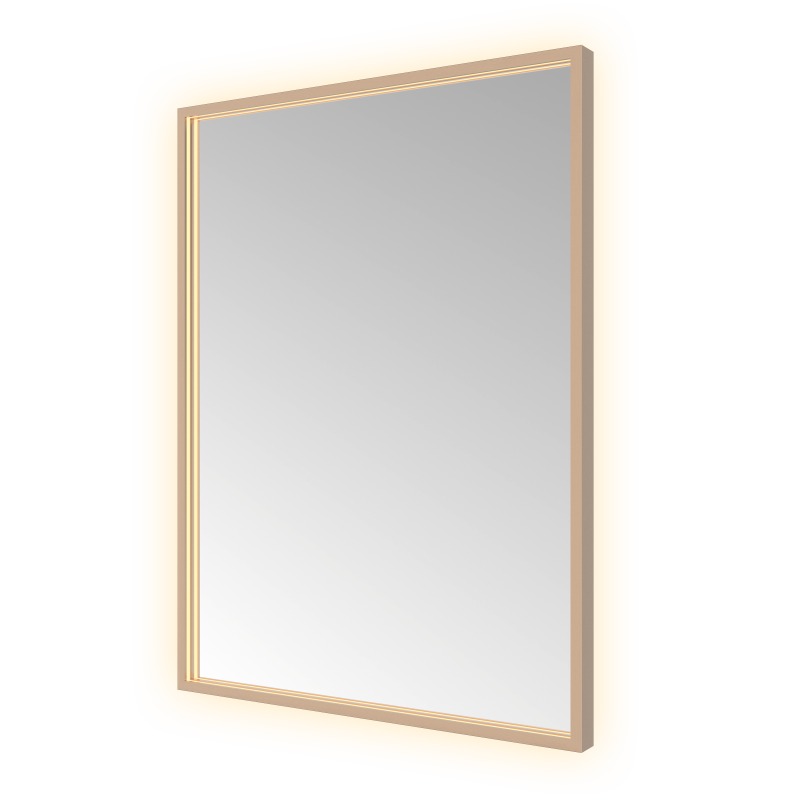Hotbath &More SQU680 Square spiegel 60 × 80 cm met LED – Geborsteld koper PVD