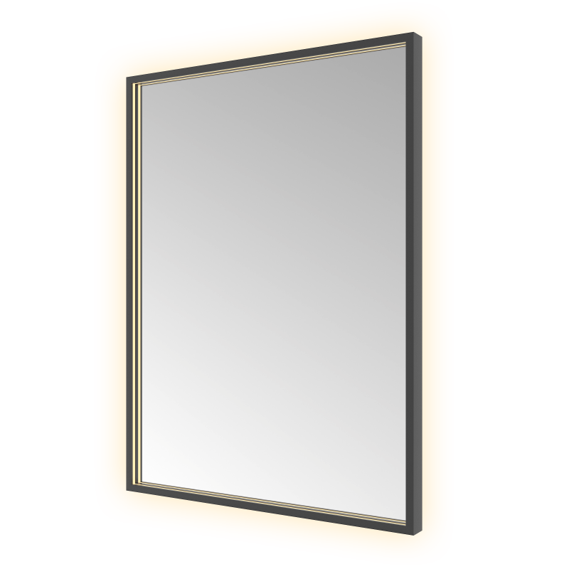 Hotbath &More SQU680 Square spiegel 60 × 80 cm met LED – Geborsteld zwart PVD