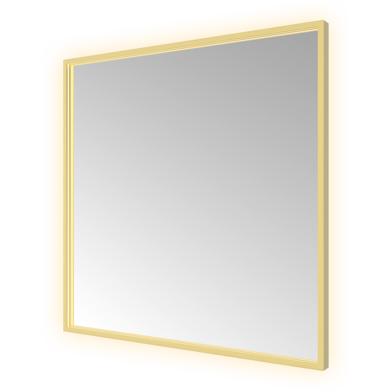 Hotbath &More SQU80 Square spiegel 80 × 80 cm met LED – Geborsteld messing PVD