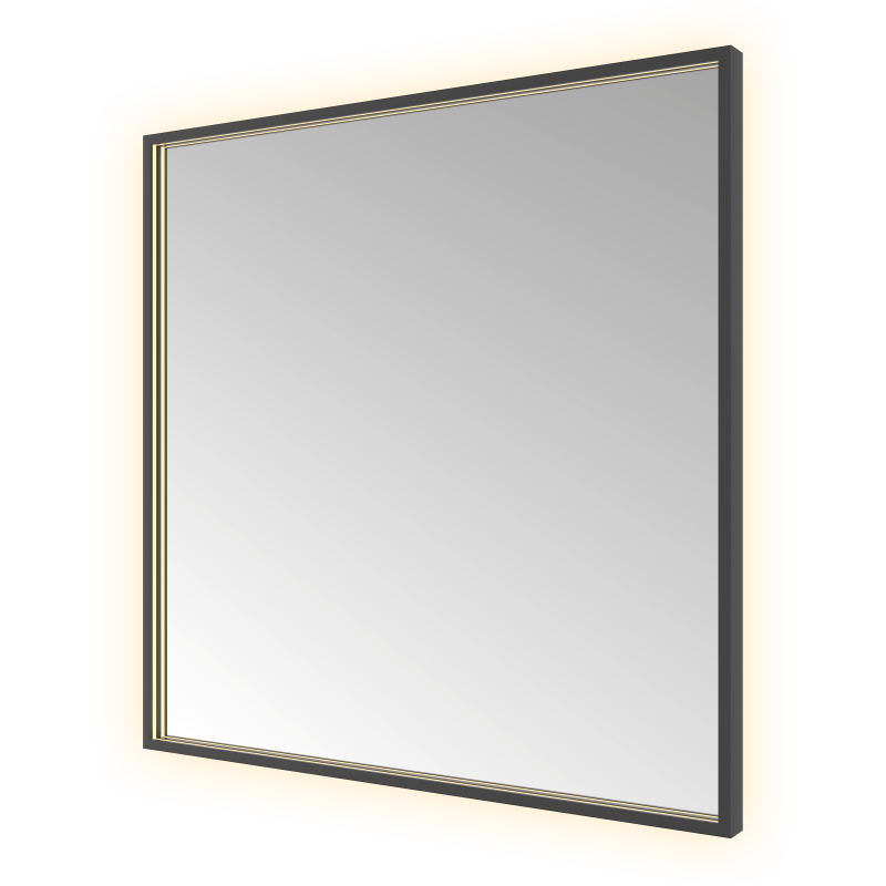 Hotbath &More SQU80 Square spiegel 80 × 80 cm met LED – Geborsteld zwart PVD
