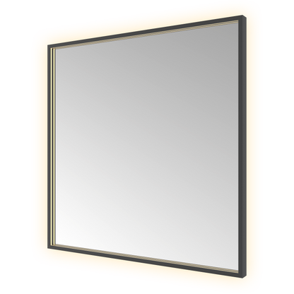 Hotbath &More SQU80 Square spiegel 80 × 80 cm met LED – Geborsteld zwart PVD