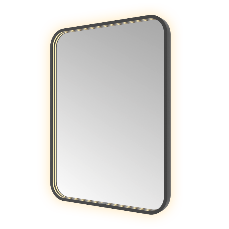 Hotbath &More SSQ680 Soft Square spiegel 60 × 80 cm met LED – Geborsteld zwart PVD