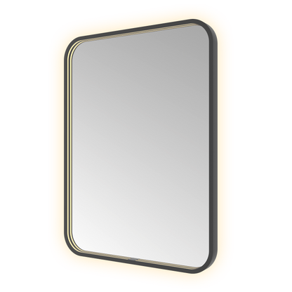 Hotbath &More SSQ680 Soft Square spiegel 60 × 80 cm met LED – Geborsteld zwart PVD
