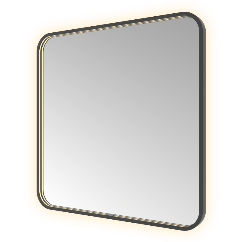 Hotbath &More SSQ80 Soft Square spiegel 80 × 80 cm met LED – Geborsteld zwart PVD