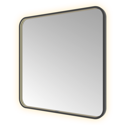 Hotbath &More SSQ80 Soft Square spiegel 80 × 80 cm met LED – Geborsteld zwart PVD