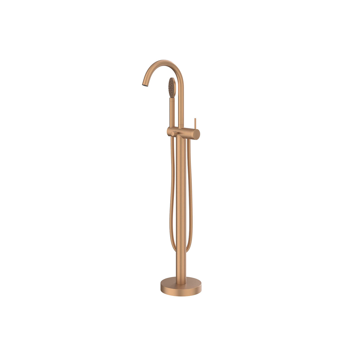 IVY Bond vrijstaande badkraan 6303005 – geborsteld mat koper PVD, ronde satin spray handdouche