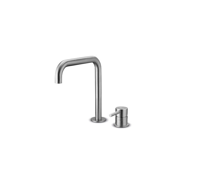 JEE-O slimline 2 gats wastafelkraan laag Geborsteld 800-1760