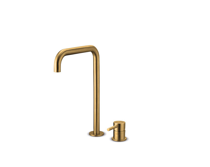 JEE-O slimline 2 gats wastafelkraan hoog Mat goud 800-1775