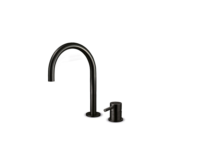 JEE-O slimline 2-gats wastafelkraan laag Structuur zwart 800-1793