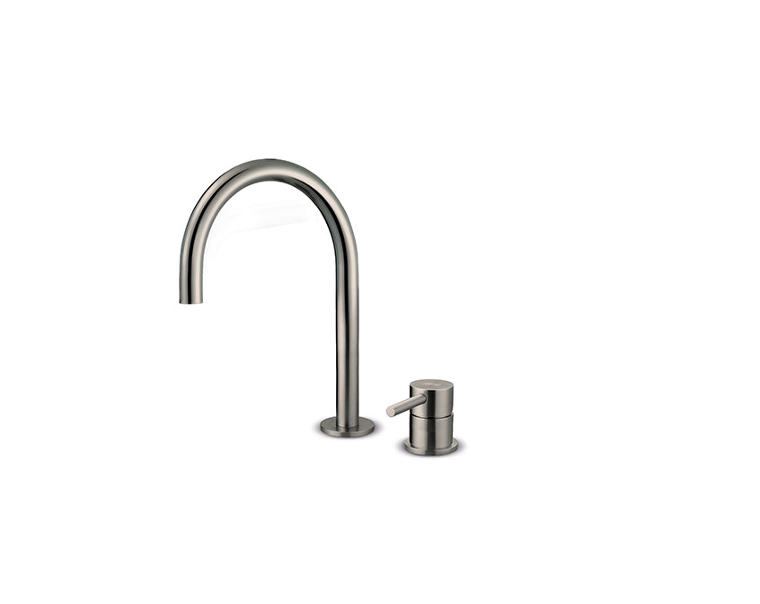 JEE-O slimline 2-gats wastafelkraan laag Dark steel 800-1799