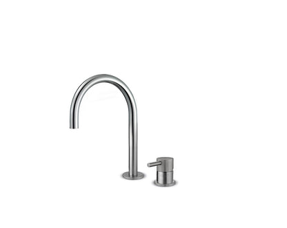 JEE-O SlimTec 2-gats wastafelkraan laag geborsteld RVS 400-1760