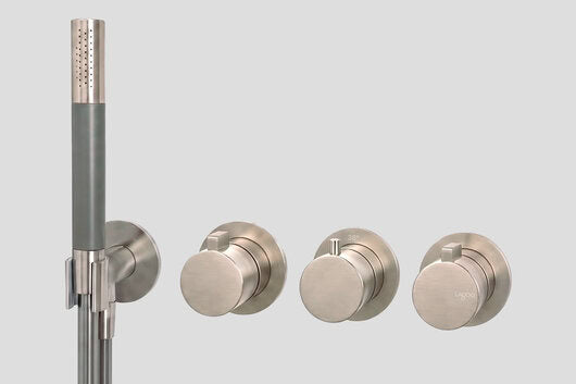 Lagoo Como CM2277 inbouw thermostaat ‘Tripple7’ met 3-weg omstel (afbouwdeel), handdouche en doucheslang – Geborsteld nikkel