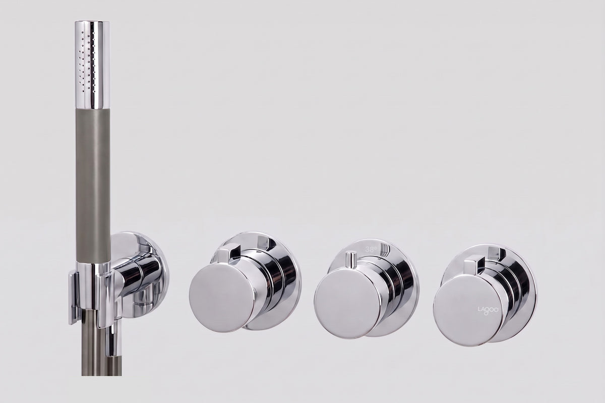 Lagoo Como CM2277 inbouw thermostaat ‘Tripple7’ met 3-weg omstel (afbouwdeel), handdouche en doucheslang – Chroom