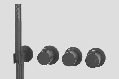 Lagoo Como CM2277 inbouw thermostaat ‘Tripple7’ met 3-weg omstel (afbouwdeel), handdouche en doucheslang – Mat zwart