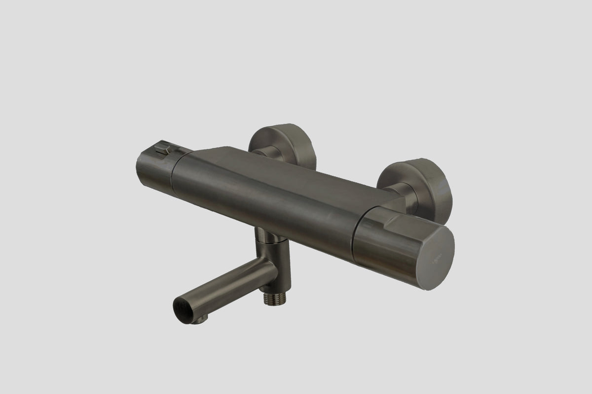 Lagoo Como CM3101 thermostatische badmengkraan met draaibare uitloop en geïntegreerd met omstel – Geborsteld gunmetal PVD