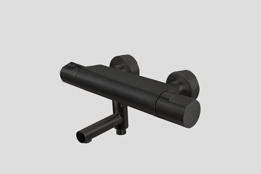 Lagoo Como CM3101 thermostatische badmengkraan met draaibare uitloop en geïntegreerd met omstel – Mat zwart