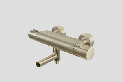 Lagoo Como CM3101 thermostatische badmengkraan met draaibare uitloop en geïntegreerd met omstel – Geborsteld champagne PVD
