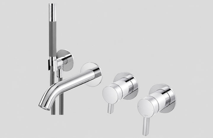 Lagoo Como CM3206 inbouw badmengkraan (afbouwdeel) met uitloop, 2-weg omstel, handdouche (staaf) en doucheslang – Chroom