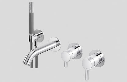 Lagoo Como CM3206 inbouw badmengkraan (afbouwdeel) met uitloop, 2-weg omstel, handdouche (staaf) en doucheslang – Chroom