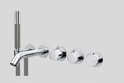 Lagoo Como CM3207 inbouw bad thermostaat ‘Tripple7’ (afbouwdeel) met uitloop, 2-weg omstel en handdouche (staaf) – Chroom