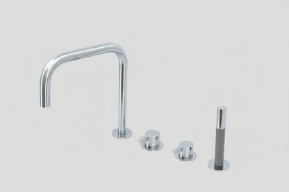 Lagoo Como CM3210 badrandcombinatie met draaibare uitloop, 2 mengkranen en handdouche (staaf) – Chroom