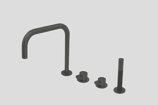 Lagoo Como CM3210 badrandcombinatie met draaibare uitloop, 2 mengkranen en handdouche (staaf) – Mat zwart