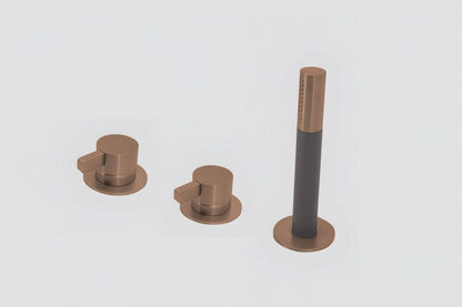 Lagoo Como CM3212 badrandcombinatie met 2 mengkranen en handdouche (staaf) – Geborsteld koper PVD