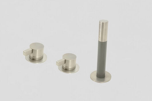 Lagoo Como CM3212 badrandcombinatie met 2 mengkranen en handdouche (staaf) – Geborsteld nikkel