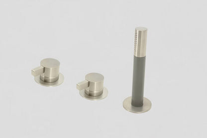 Lagoo Como CM3212 badrandcombinatie met 2 mengkranen en handdouche (staaf) – Geborsteld nikkel