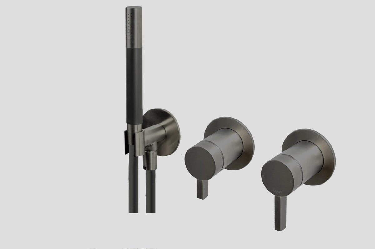 Lagoo Como CM3218 inbouw mengkraan met 2-weg omstel (afbouwdeel) en handdouche (staaf) – Geborsteld gunmetal PVD