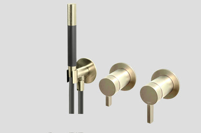 Lagoo Como CM3218 inbouw mengkraan met 2-weg omstel (afbouwdeel) en handdouche (staaf) – Geborsteld champagne PVD