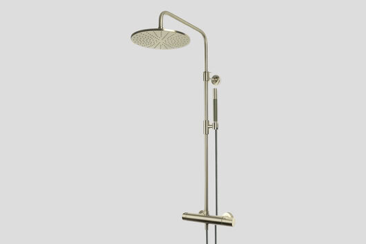 Lagoo Como CM5201 thermostatische douche set met hoofddouche (25 cm) en messing handdouche (staaf) – Geborsteld nikkel
