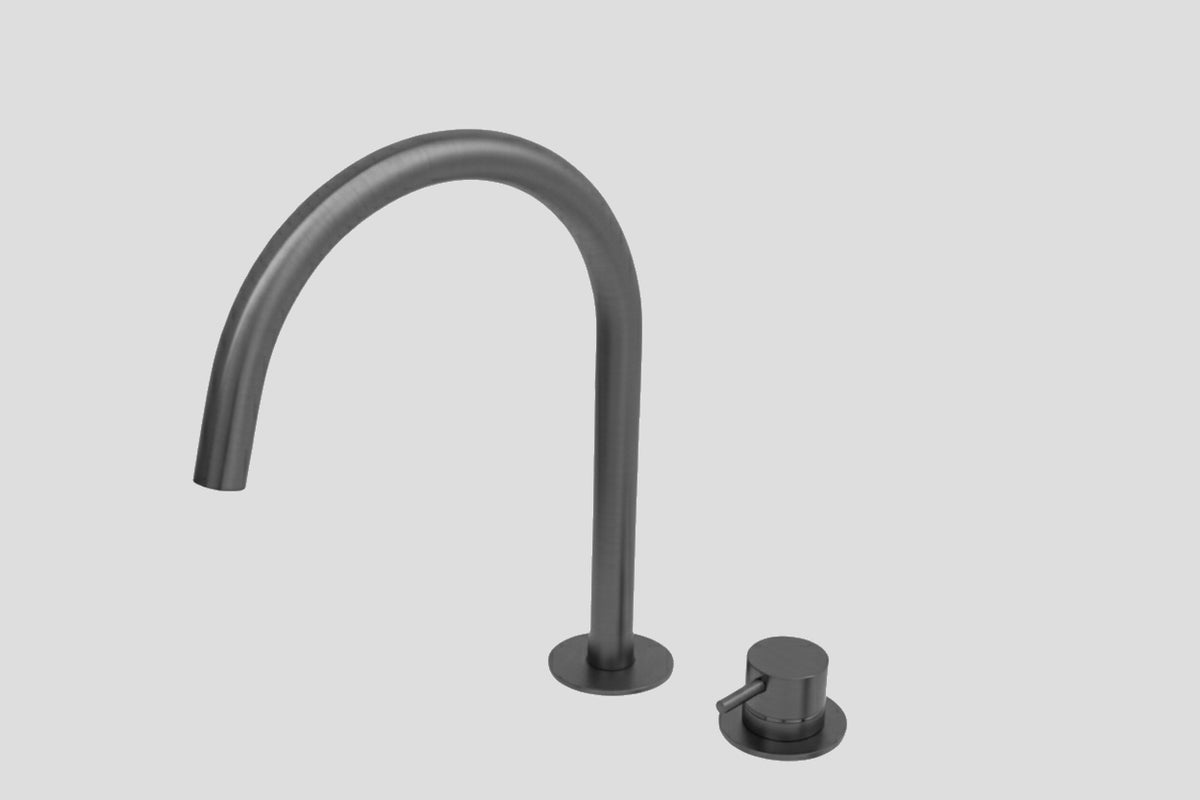 Lagoo Garda 2-gats wastafelmengkraan – Geborsteld gunmetal PVD