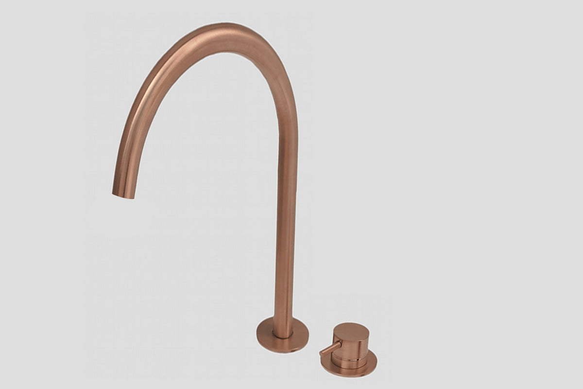 Lagoo Garda 2-gats wastafelmengkraan – Geborsteld koper PVD
