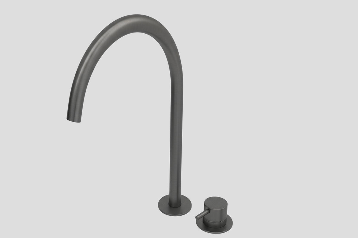 Lagoo Garda 2-gats wastafelmengkraan – Geborsteld gunmetal PVD