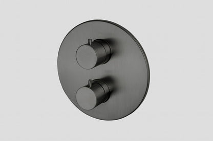 Lagoo Garda G2231 inbouw thermostaat met 2-weg stop/omstel (afbouwdeel) – Geborsteld gunmetal PVD