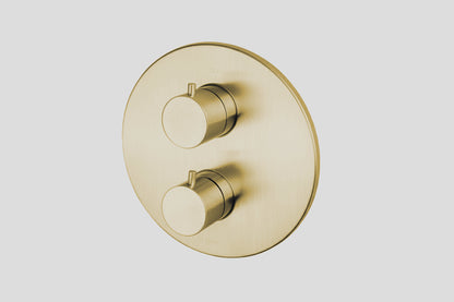 Lagoo Garda G2231 inbouw thermostaat met 2-weg stop/omstel (afbouwdeel) – Geborsteld champagne PVD