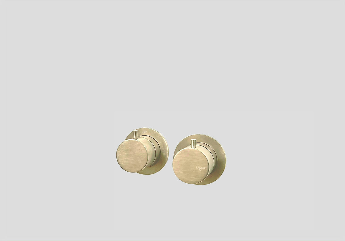 Lagoo Garda G2267 inbouw thermostaat ‘Tripple7’ met 1 stopkraan (afbouwdeel) – Geborsteld champagne PVD