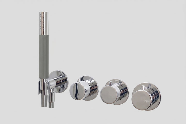 Lagoo Garda G2273 inbouw thermostaat ‘Tripple7’ met 2-weg omstel (afbouwdeel) + handdouche (staaf) – Chroom