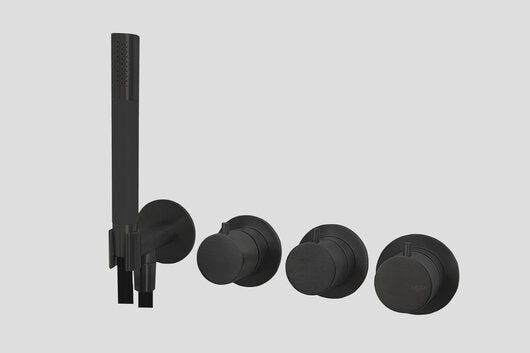 Lagoo Garda G2277 inbouw thermostaat Tripple7 met 3-weg omstel (afbouwdeel) + handdouche (staaf) – Mat zwart