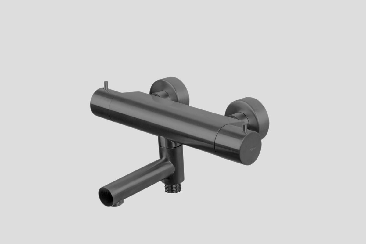 Lagoo Garda G3101 thermostatische badmengkraan met draaibare uitloop en geintegreerd omstel – Geborsteld gunmetal PVD