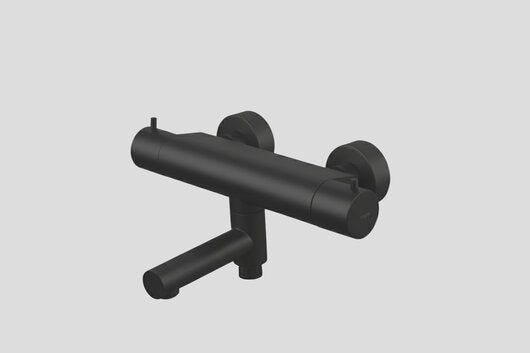 Lagoo Garda G3101 thermostatische badmengkraan met draaibare uitloop en geintegreerd omstel – Mat zwart