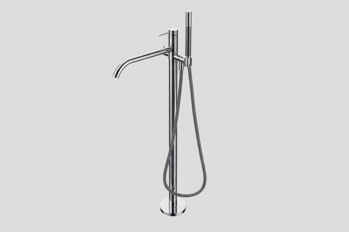 Lagoo Garda G3204 vrijstaande badmengkraan (afbouwdeel) met vaste uitloop, mixer, handdouche (staaf), doucheslang (150 cm) – Chroom