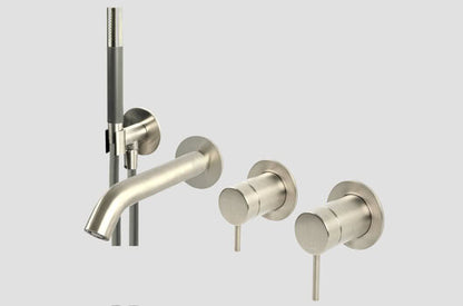 Lagoo Garda G3206 inbouw douche/badmengkraan (afbouwdeel) met omstel, handdouche (staaf) en doucheslang – Geborsteld nikkel