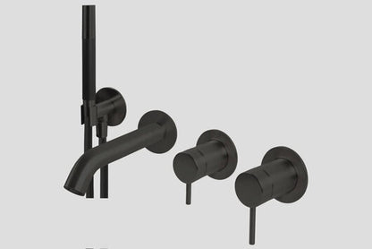 Lagoo Garda G3206 inbouw douche/badmengkraan (afbouwdeel) met omstel, handdouche (staaf) en doucheslang – Mat zwart