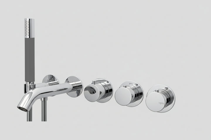 Lagoo Garda G3207 inbouw bad thermostaat ‘Tripple7’ (afbouwdeel) met uitloop, 2-weg omstel en handdouche (staaf) – Chroom
