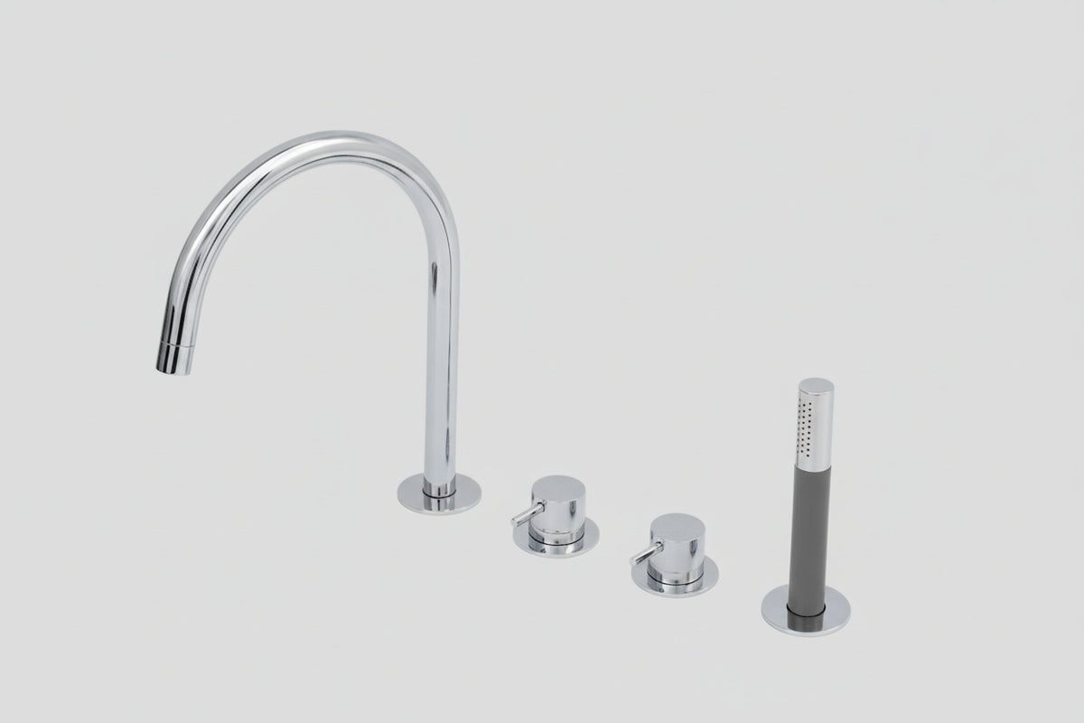 Lagoo Garda G3210 badrandcombinatie met uitloop, 2 mengkranen en handdouche (staaf) – Chroom